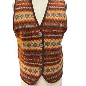 Vintage DKNY 100% Wool Fair Isle Sweater Vest – Size Large